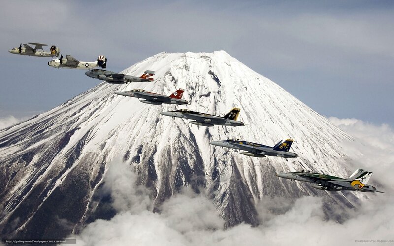 Military jets over Mount Fuji
