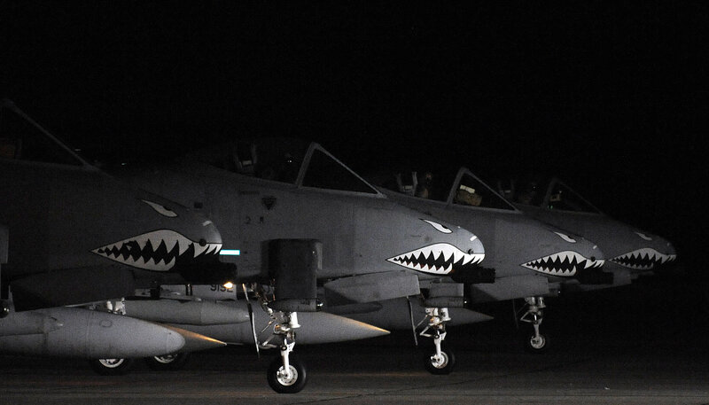 Military jets with shark mouths