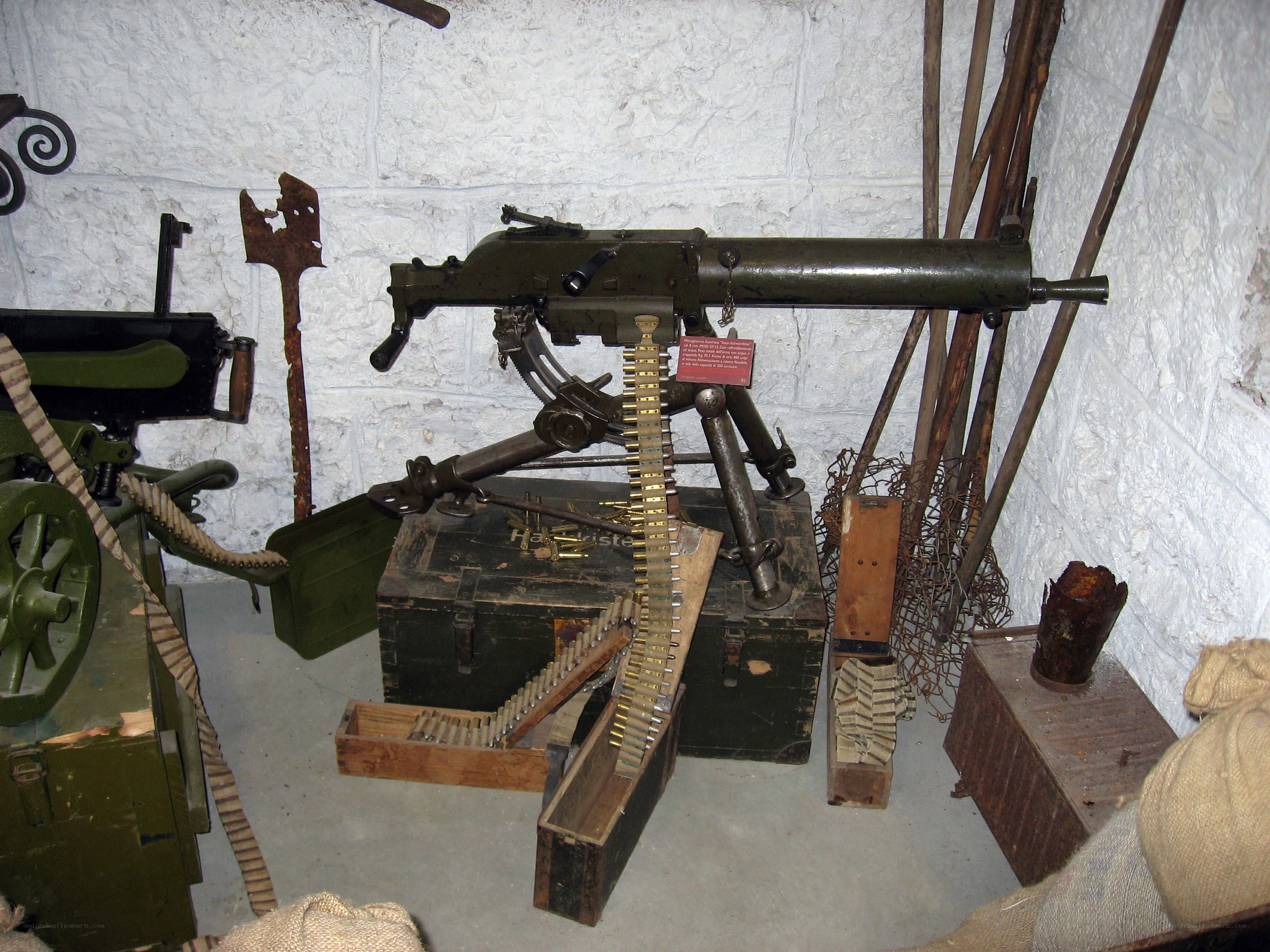 Military machine gun display