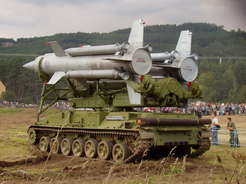 Military missile launcher on display