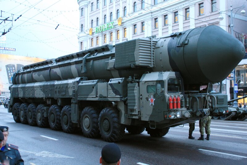 Military missile launcher on parade