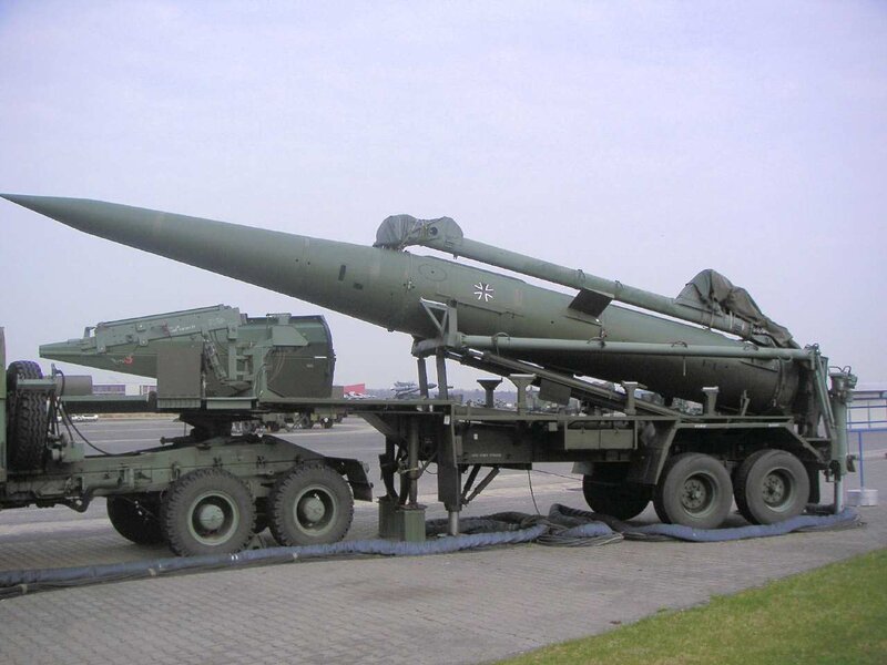 Military missile on launcher