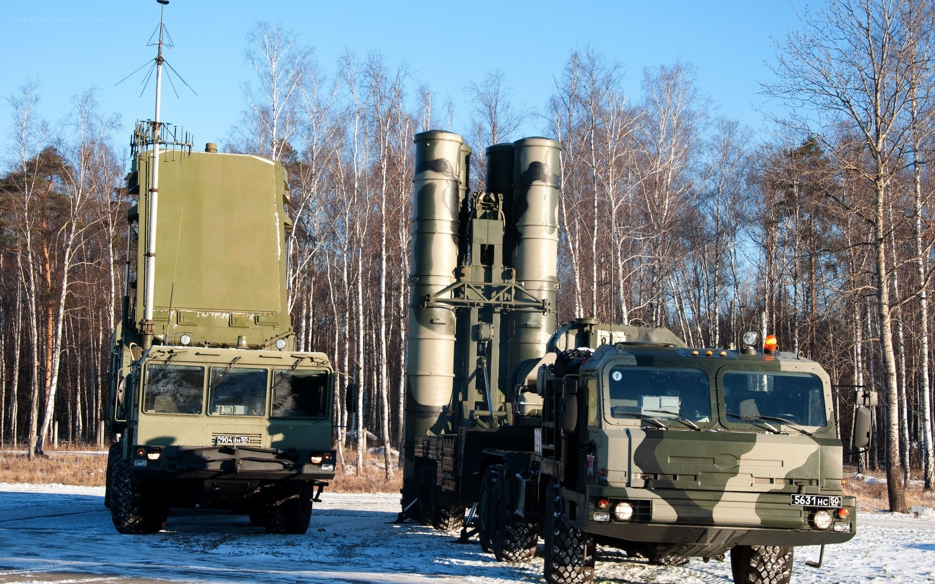 Military missile system in forest