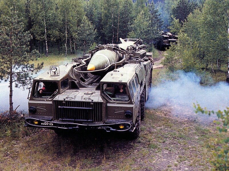 Military missile transport in forest
