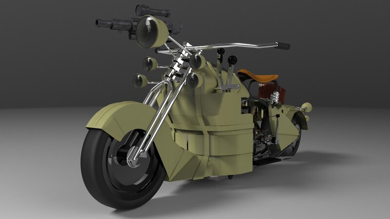 Military Motorcycle — Olive Green, Neutral, 3d Render