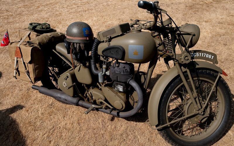 Military Motorcycle with Gear — Olive Green