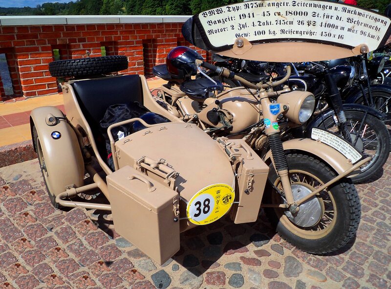 Military Motorcycle with Sidecar — Tan