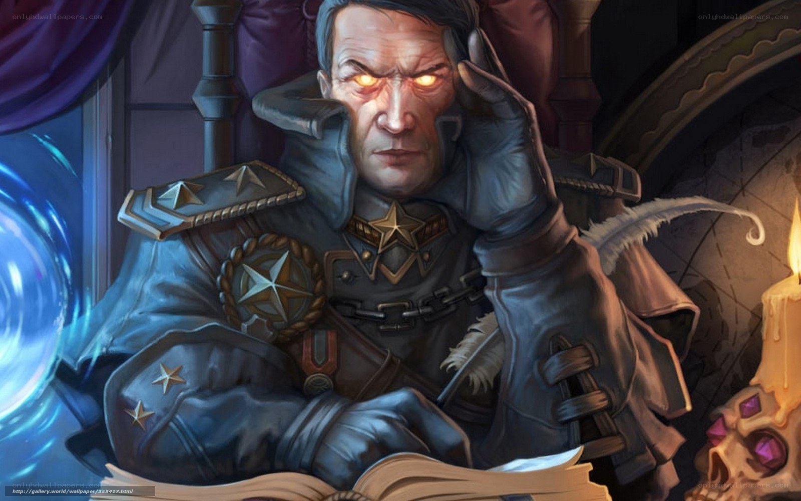 military officer with glowing eyes