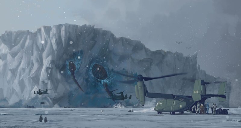 Military operation in icy landscape