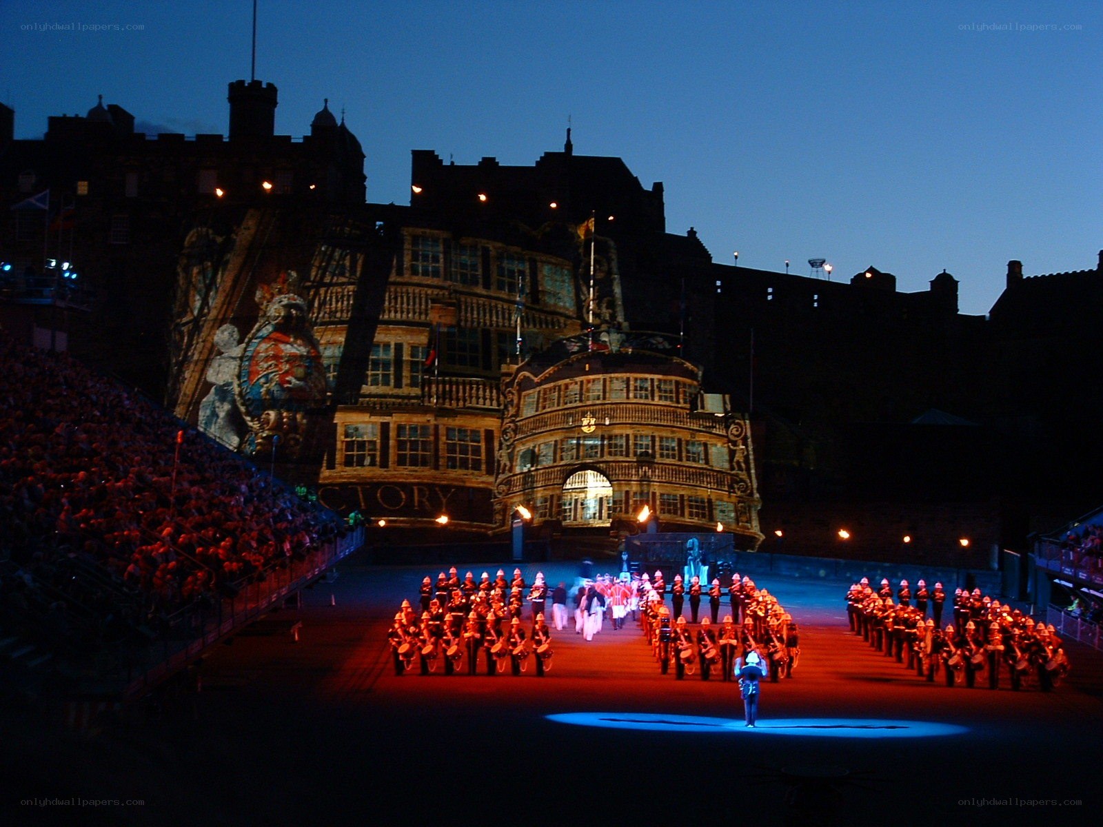 Military parade at night
