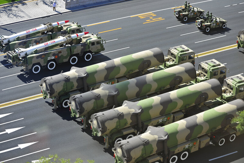 Military parade with missiles