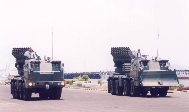 Military parade with rocket launchers