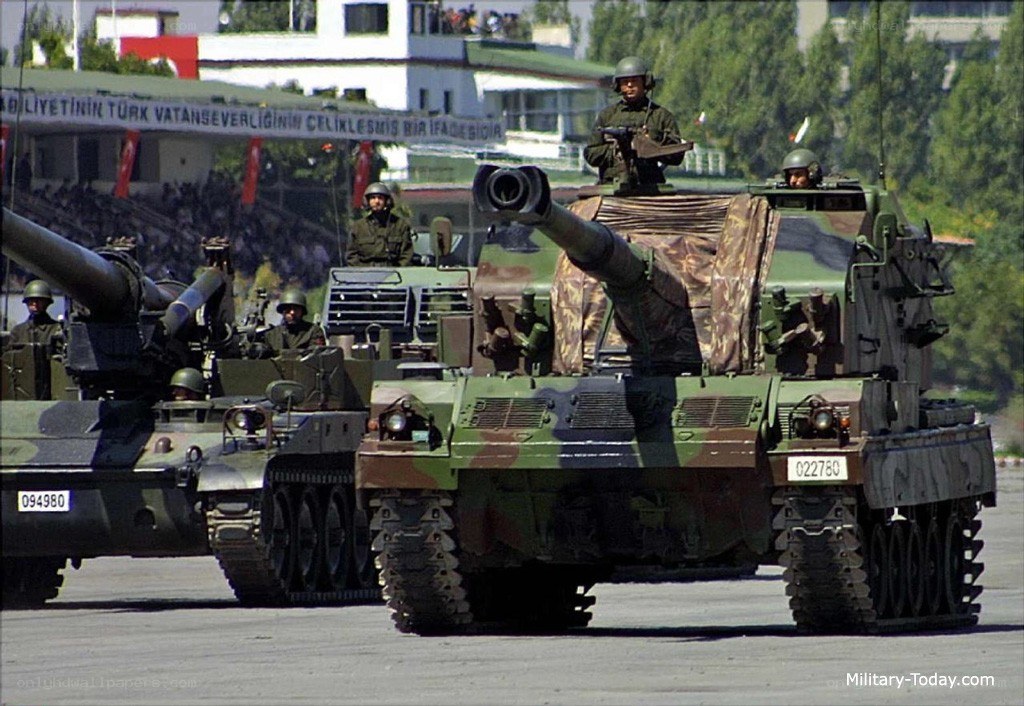 Military parade with tanks