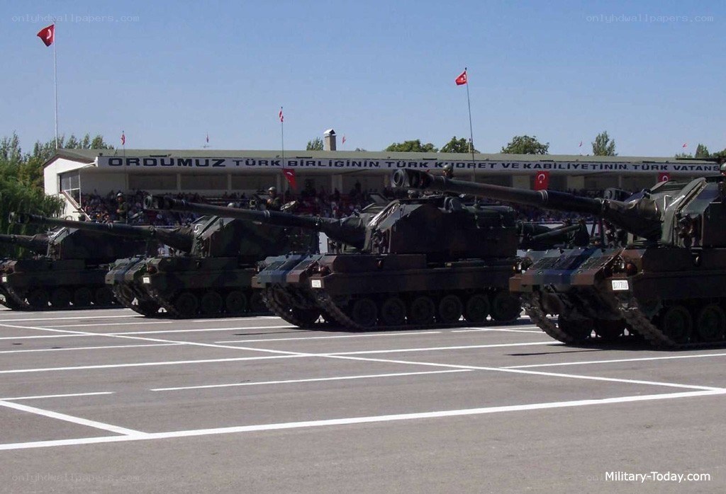 Military parade with tanks