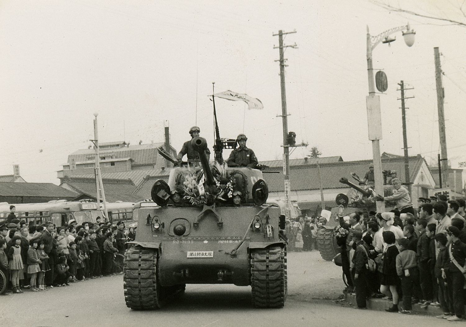 Military parade with tanks