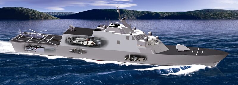 Military patrol boat at sea