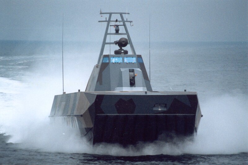Military patrol boat at sea