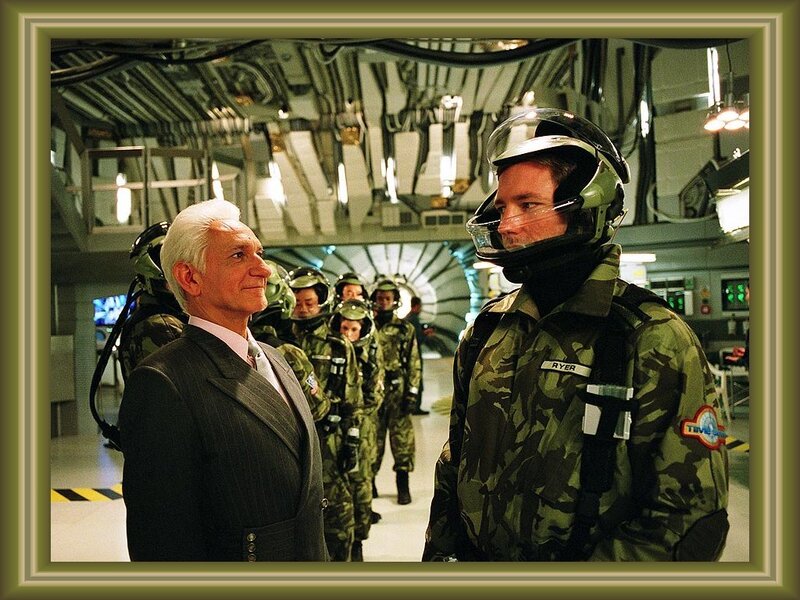 Military personnel and civilian in a base