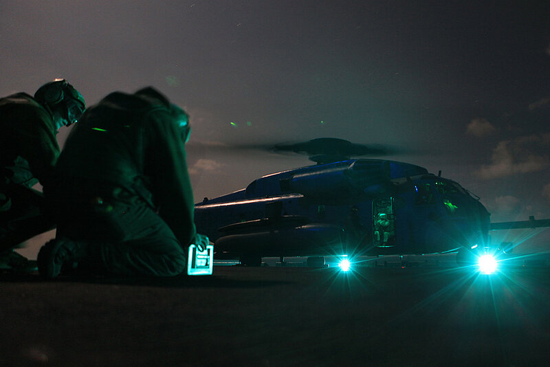 Military Personnel with Helicopter