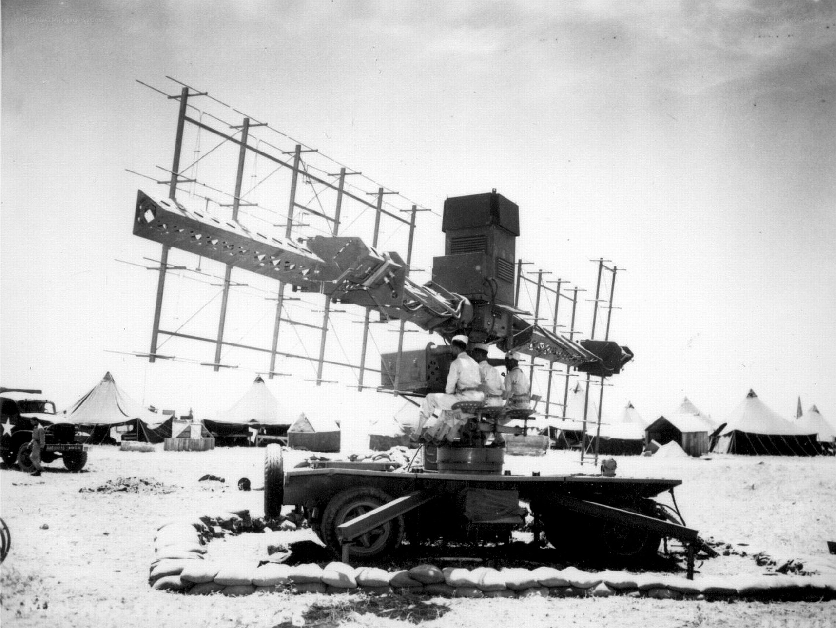 Military radar station in desert