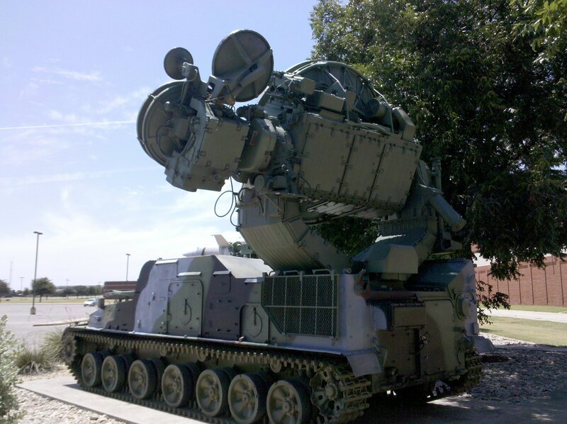 Military radar vehicle on display