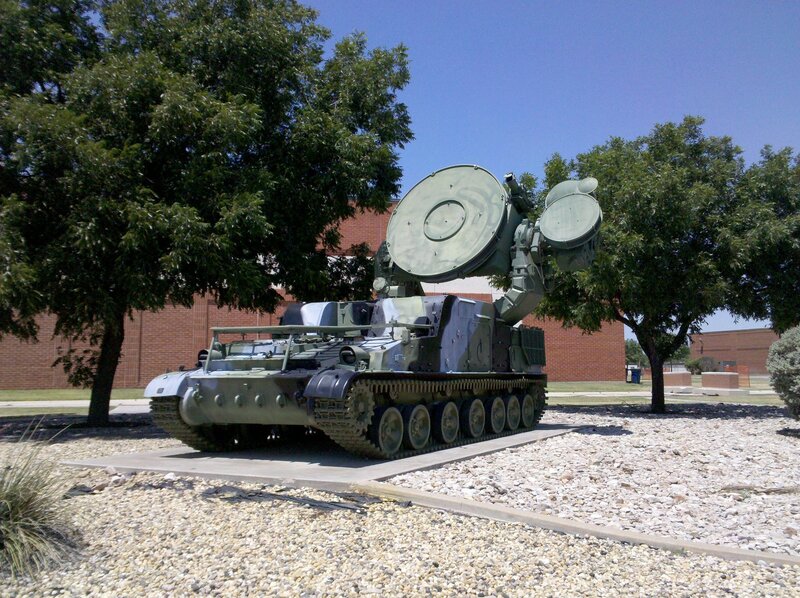 Military radar vehicle on display