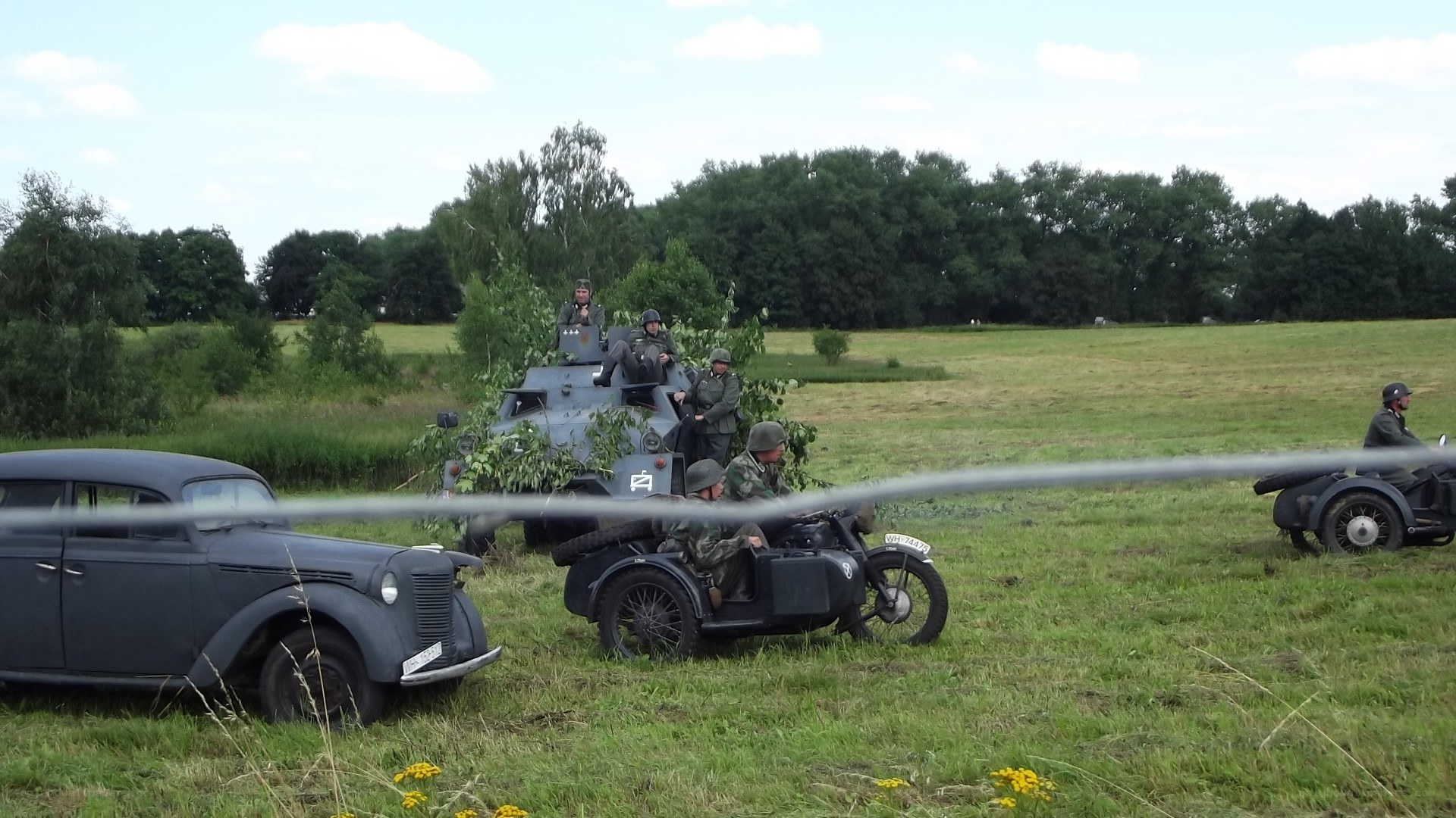 Military reenactment in field