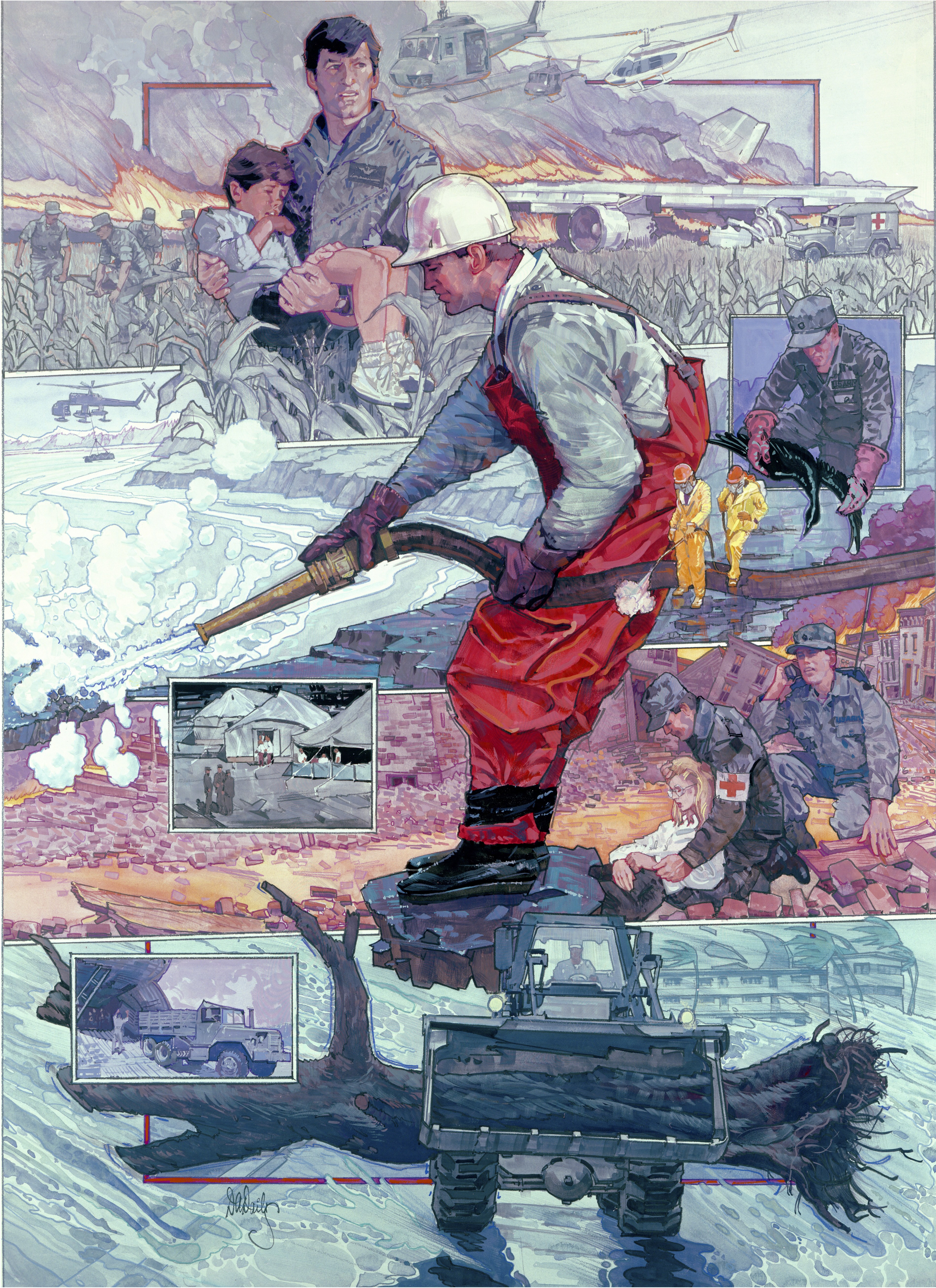 Military rescue operations collage