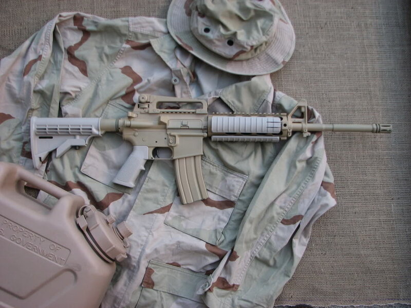 Military rifle and gear