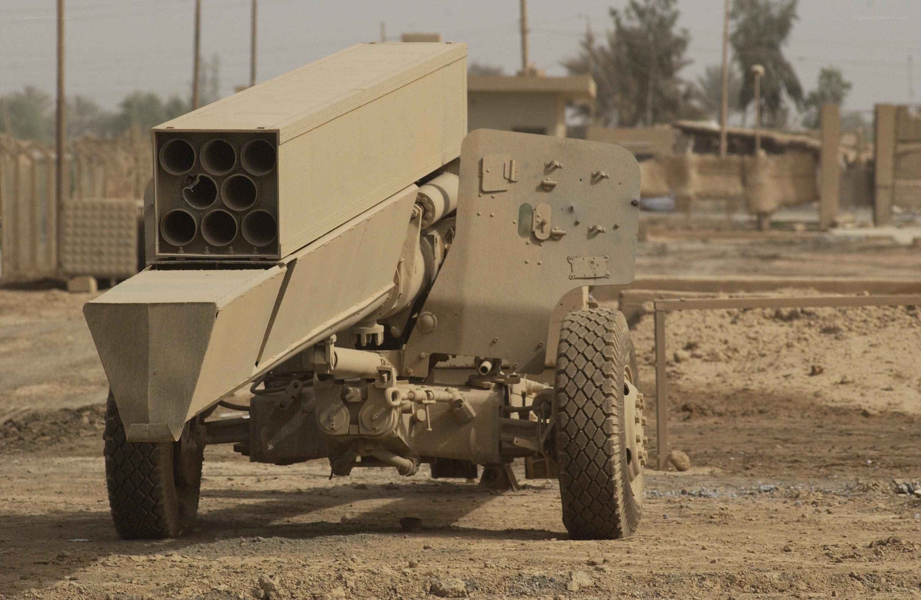 Military rocket launcher on display