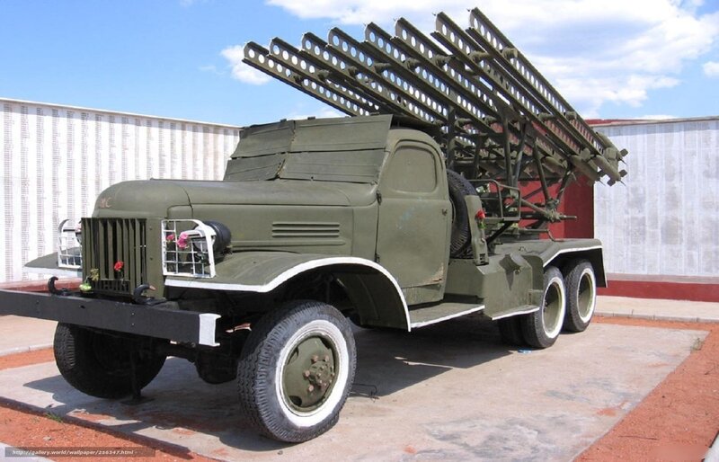 Military rocket launcher truck