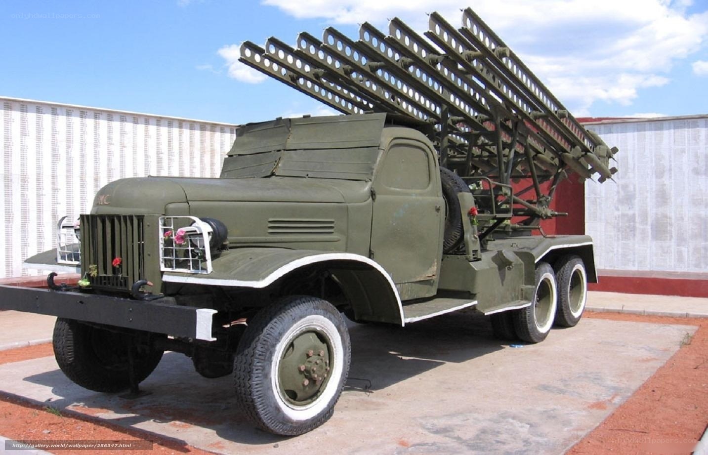 Military rocket launcher truck