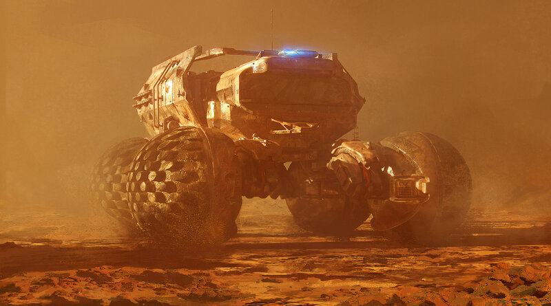 Military Rover on Desert