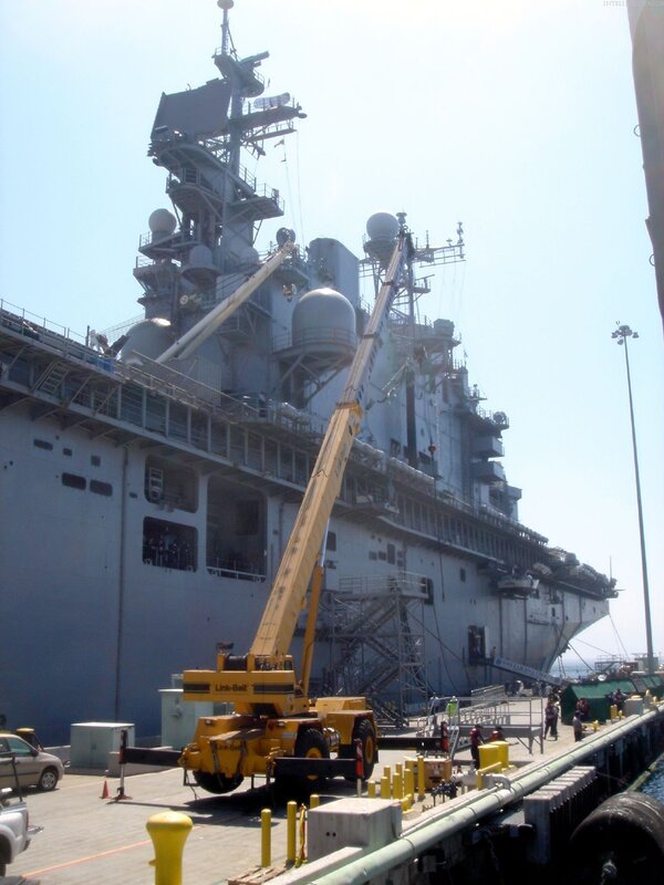 Military Ship at Dock — Gray