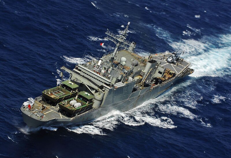 Military ship at sea