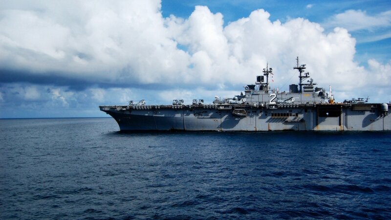 Military ship at sea