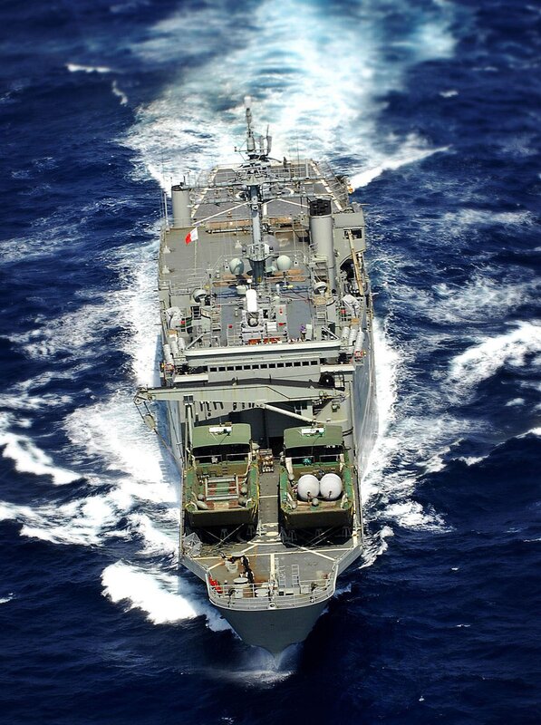 Military ship at sea