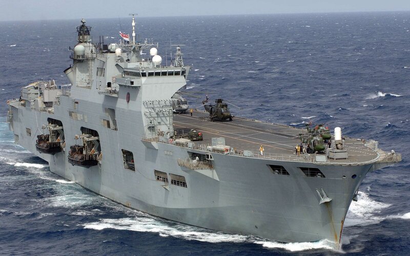 Military Ship at Sea — Gray, Calm, Afternoon, Photograph