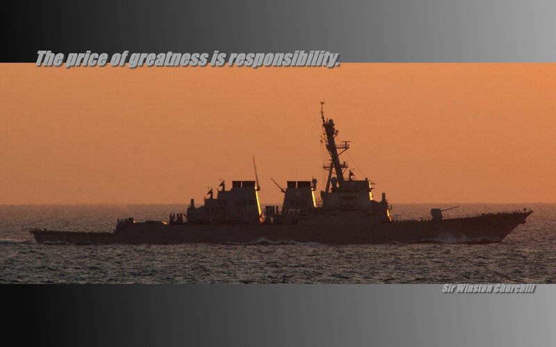 Military Ship at Sea — Orange