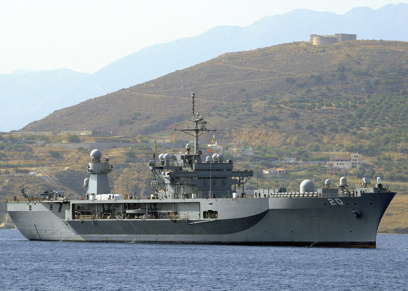 Military Ship in Harbor — Gray, Calm