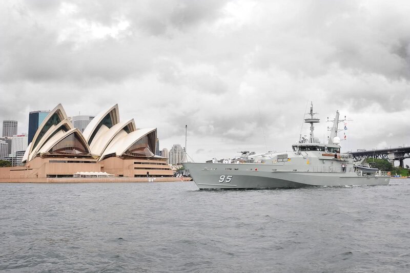 Military Ship in Harbor — Gray, Overcast