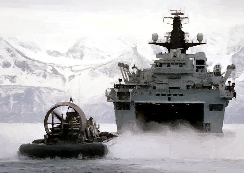 Military Ship in Snow