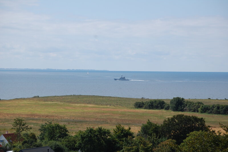 Military Ship on Water — Blue