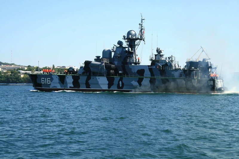 Military ship on water