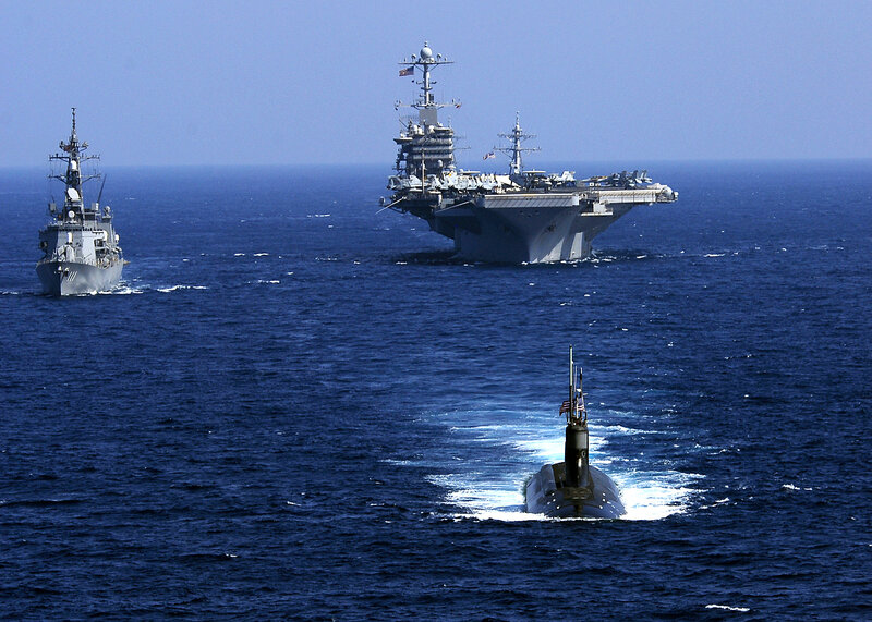 Military Ships at Sea — Blue, Calm