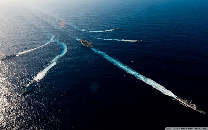 Military Ships at Sea — Blue, Dramatic