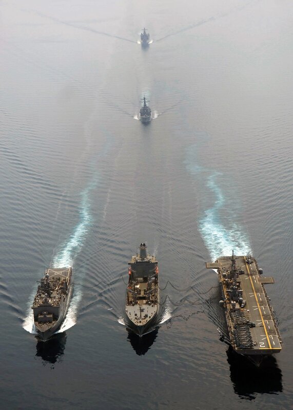 Military Ships at Sea — Gray, Calm, Afternoon, Photograph