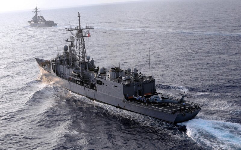 Military Ships at Sea — Gray, Dramatic, Afternoon