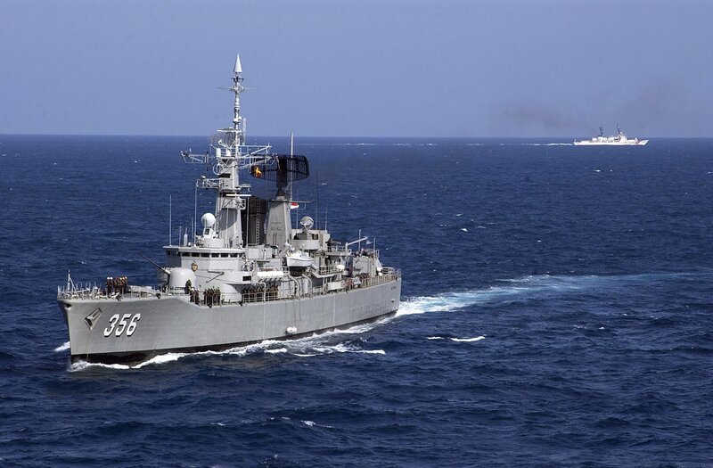 Military ships at sea