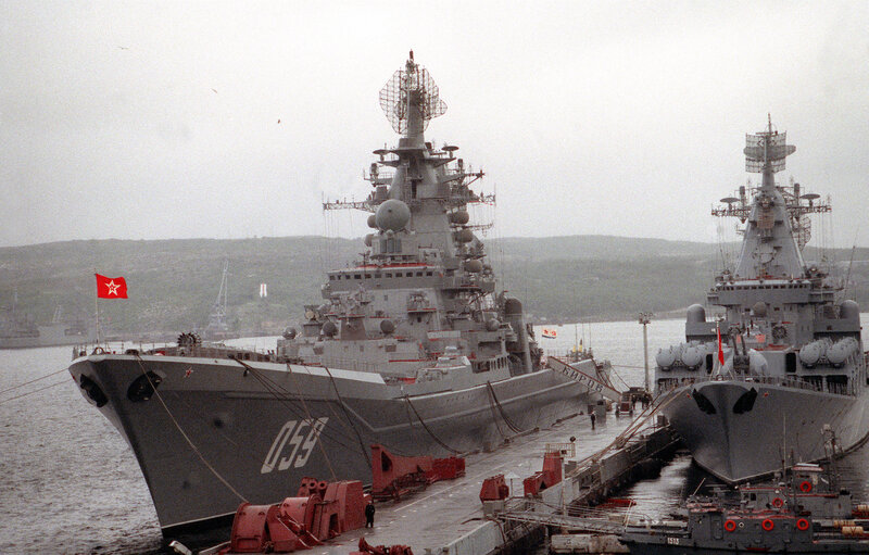 Military ships docked at port